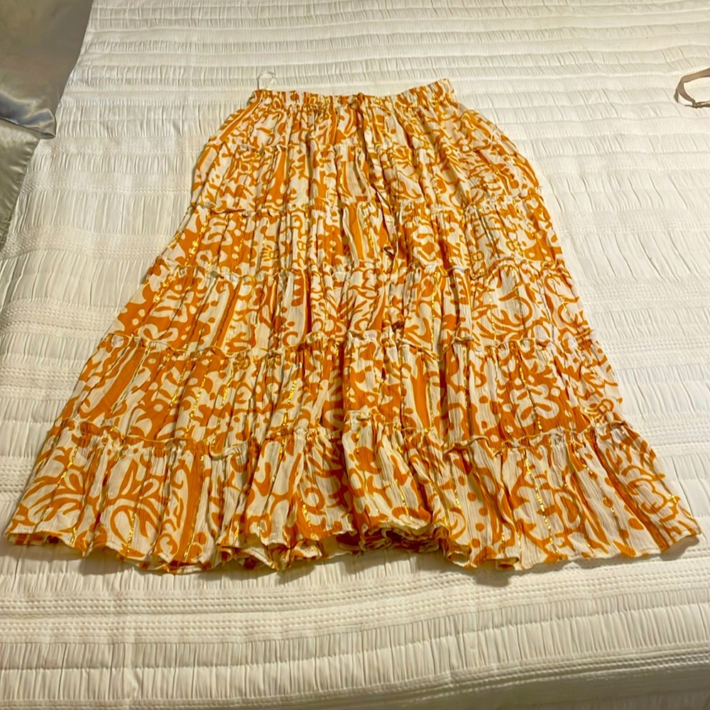 Wayan layered Floral Women's Skirt yellow and white Size Small